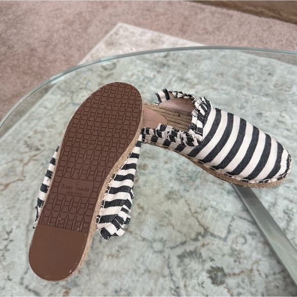 Kate Spade Striped Black and White Laila Espadrille Mules Women’s Size 8 - Picture 9 of 10